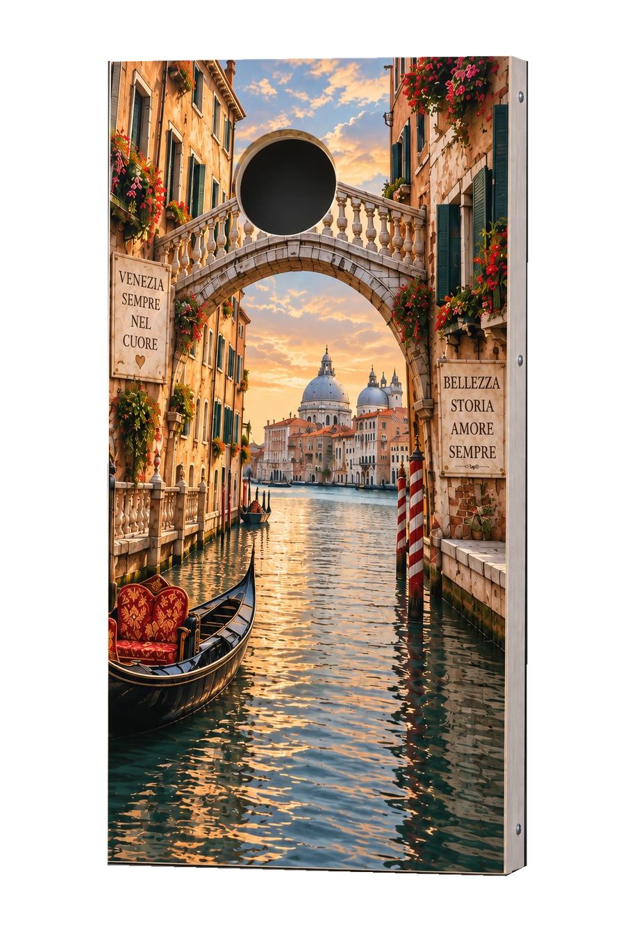 Venice Canal custom cornhole board