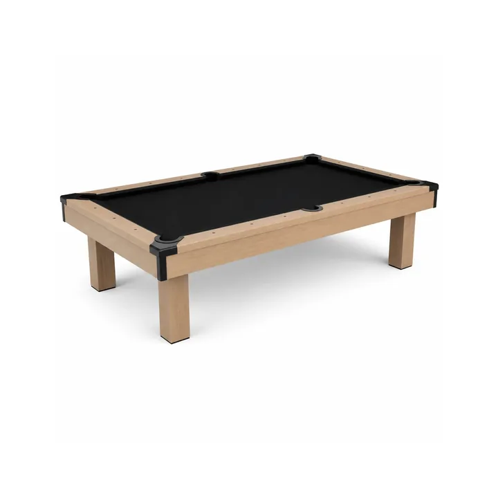 Unbranded natural-finish billiard table with dark playing surface