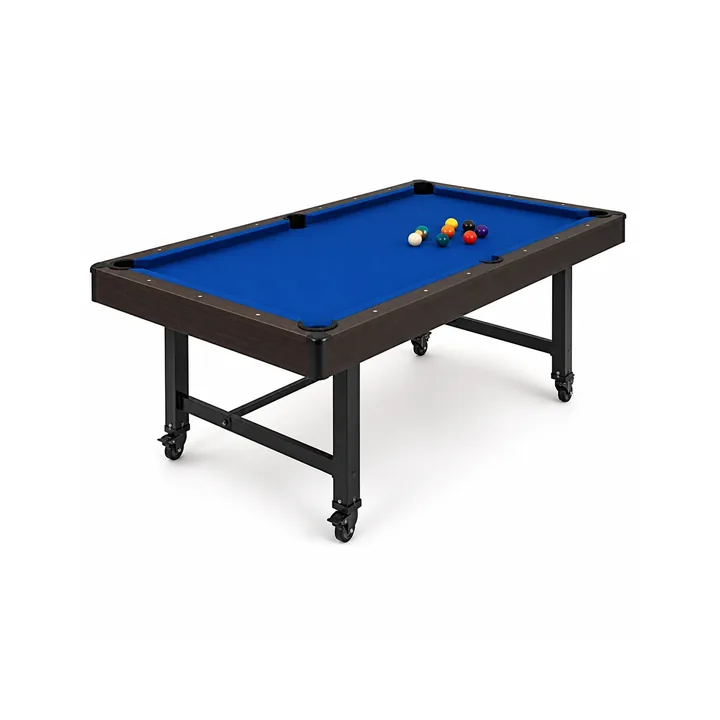 Unbranded portable-style billiard table with blue playing surface
