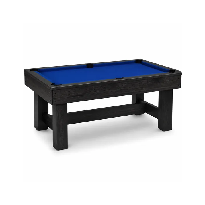 Unbranded rustic black billiard table with blue playing surface